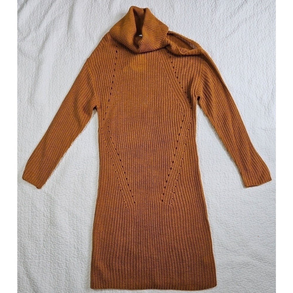 NWT Moral Fiber Cold Shoulder Turtle Neck Long Knit Sweater